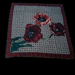Perry Ellis Large Floral Wool Signed Scarf Vintage